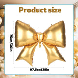 4Pcs Giant Bow Balloons, 97.5cm/38in Big Elegant Coquette Theme Gold