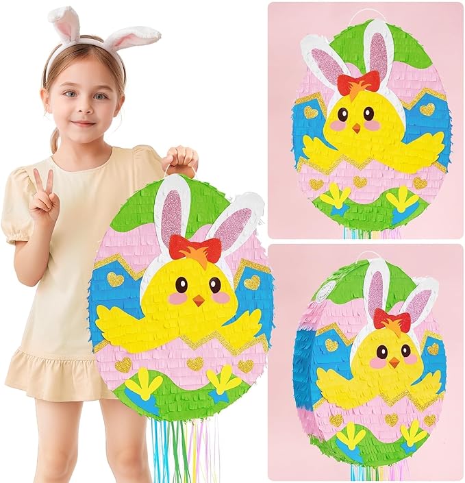 Easter Egg Piñata Easter Bunny Piñata with Blindfold and Stick Cute