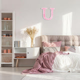 Qunclay Pink Crystal Diamond Letter Wall Decor, Glitter Wooden Bling