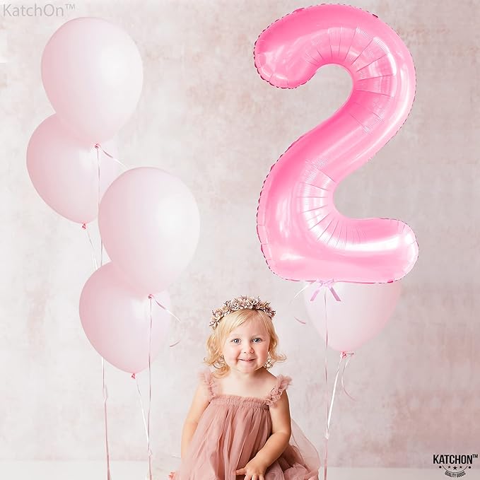 KatchOn, Giant Pink Number 2 Balloon - 40 Inch | Two Balloon, Light