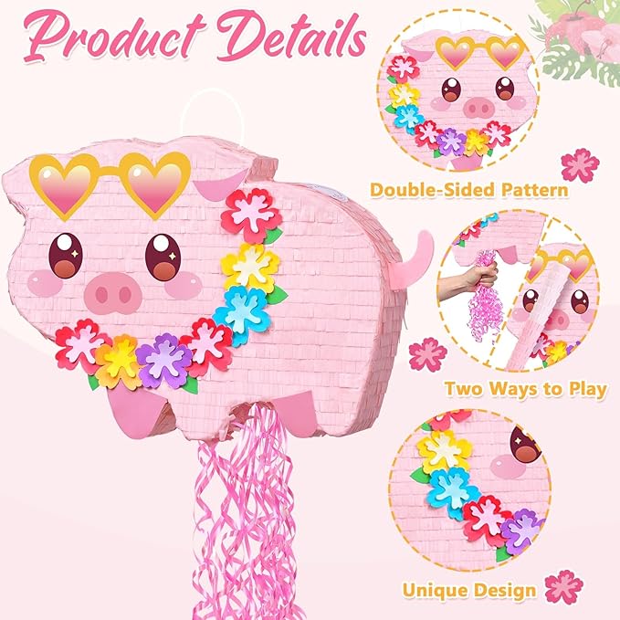 WERNNSAI Piglet Piñata - Farm Party Decorations Hawaiian Pig Piñata