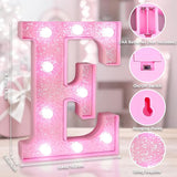 Pink Light Up Letters, LED Marquee Letters for Table, Small Glitter #6