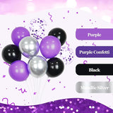 60pcs Purple and Black Balloons 12inch, Purple and Silver Balloon