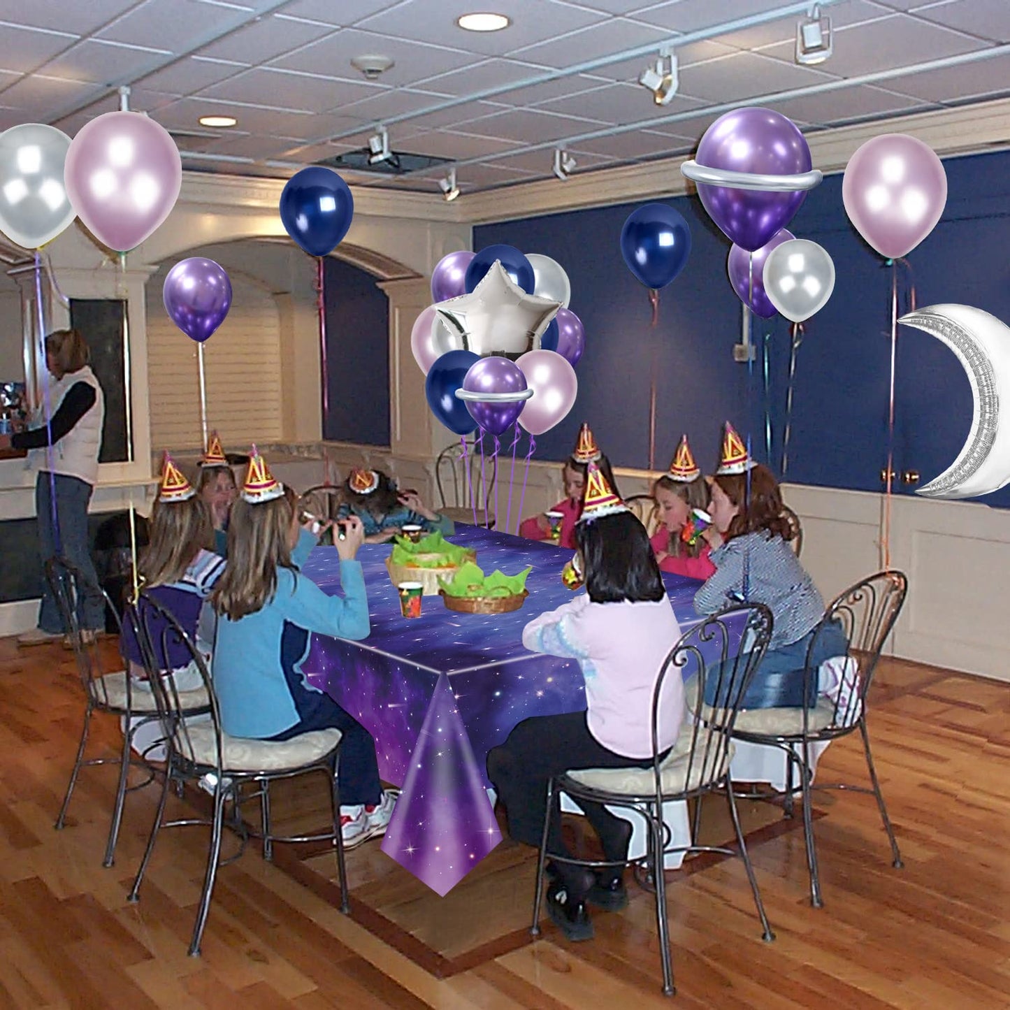 QUERICKY 4 Pack Space Galaxy Party Tablecloths, Starry Night