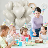 Cream Heart Balloons, 18 Inch Cream Heart Foil Balloons, 12Pcs Boho