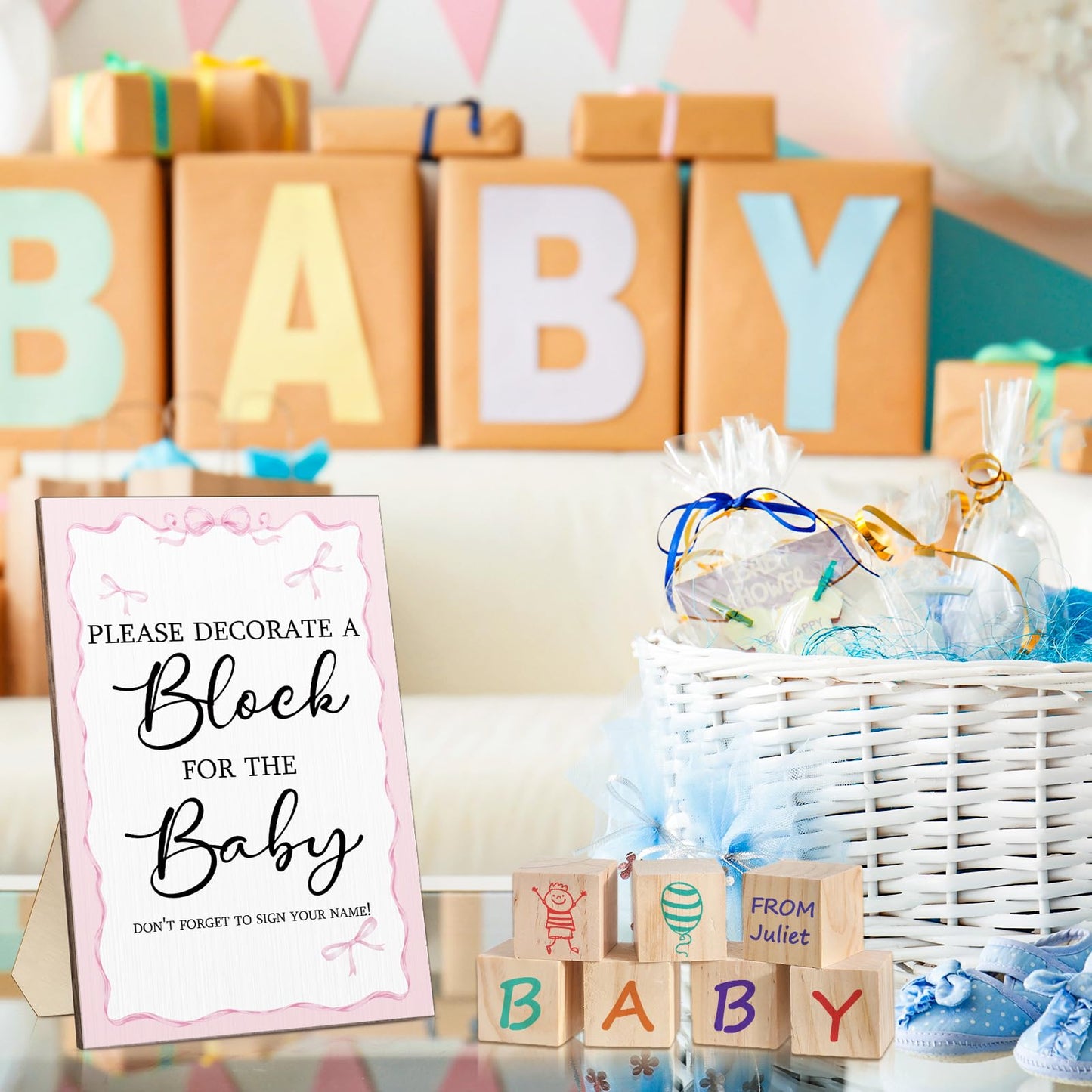 Tatuo 75 Pcs Baby Shower Block Games Here Comes The Son Baby Shower