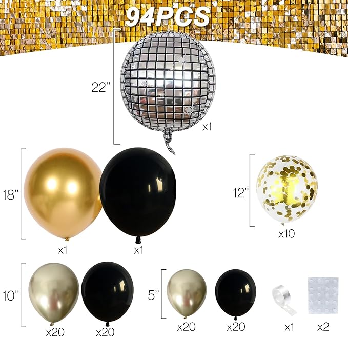 Black and Gold Balloons Garland Arch Kit 18 12 10 5 Inch Black