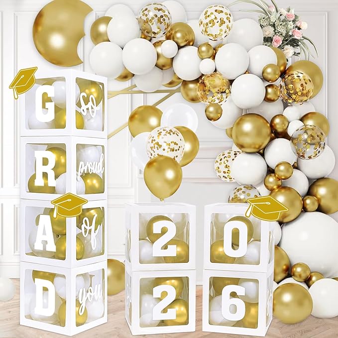 2026 Graduation Party Decorations Set of 4 Graduation Boxes with