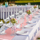 Breling 8 Pack White and Rose Gold Disposable Plastic Tablecloths and