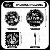 96Pcs Bad Two The Bone Party Supplies Black White Rock 2nd Birthday