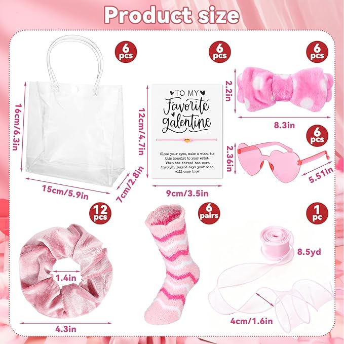 6 Set 43 Pcs Galentines Party Gift Favors Sleepover Party Supplies