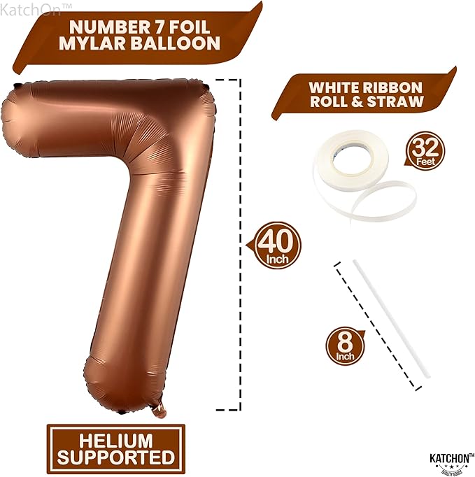 KatchOn Giant Coffee Brown Number 7 Balloon - 40 Inch, 1 Count,