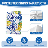 Livcoz Blue Lemon Italy Tile Pattern Round Tablecloth 70 x 70 Inches,