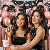 Black and Rose Gold Balloons, 60pcs 12Inch Black and Dusty Pink