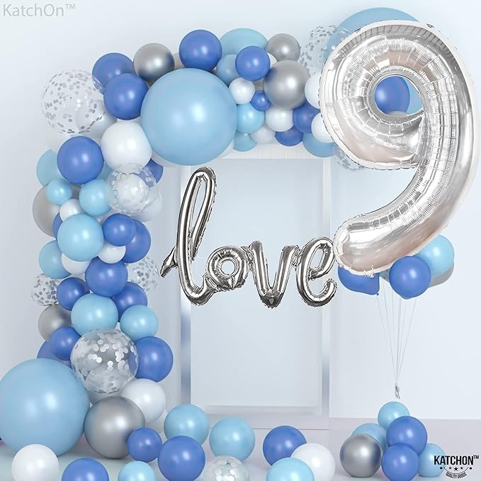 KatchOn, Giant Silver Number 9 Balloon - 40 Inch | Foil 9 Birthday