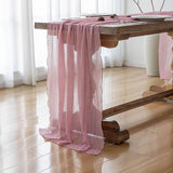 Keketoarrange 3pcs Cheesecloth Table Runner Dusty Rose Gauze 120 Inch