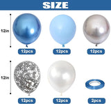 Togvu Metallic Blue Silver Balloons, 60 Pcs 12 Inches Chrome Blue