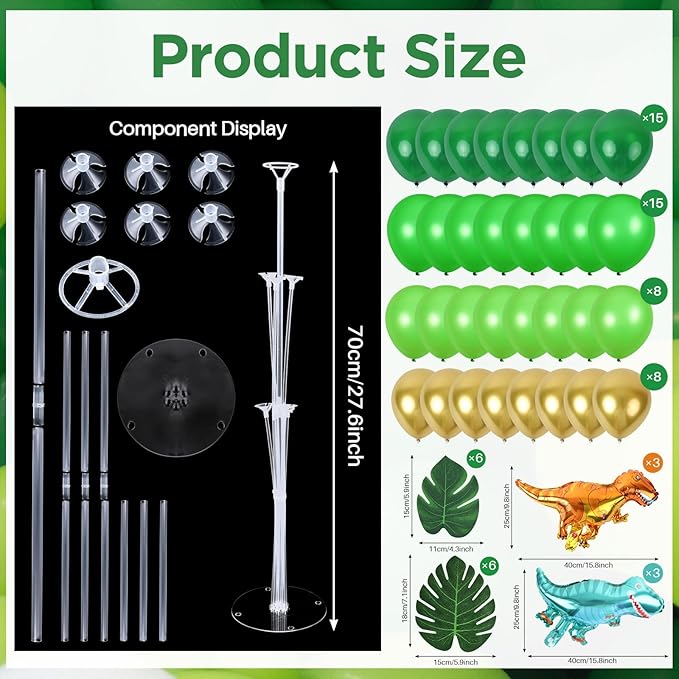 6 Sets Jungle Safari Balloon Stand Kit for Table Gold Green Balloons