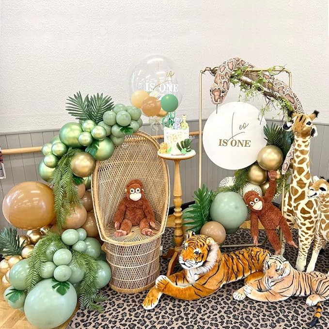 Brown Green woodland Party Balloons, 60 Pcs 12 Inch Sage Green Brown