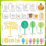 29Pcs Easter Cake Decorations Set with Mini Rabbits Easter Eggs