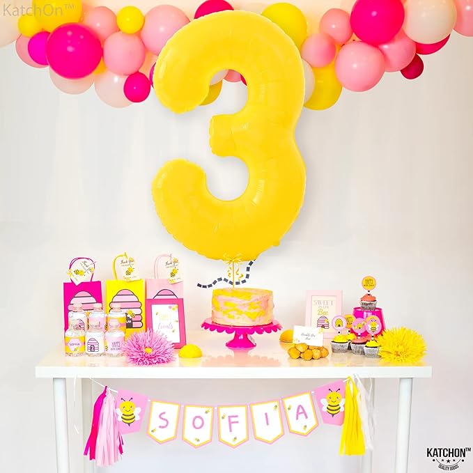 KatchOn, Big, Yellow 3 Balloon Number - 40 Inch | Yellow Three