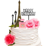 8 Pcs Paris Eiffel Tower Cake Topper Set, 7 Inch Romantic Decor w Mord