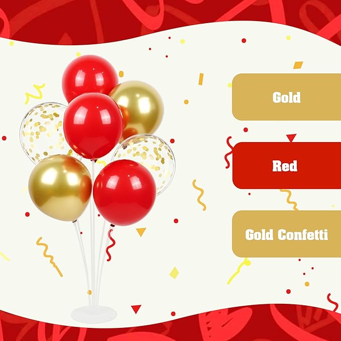 60pcs Red and Gold Balloons 12inch, Red and Gold Party Decorations