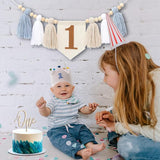 Baby Boy First Birthday Party Decorations For Blue High Chair Banner