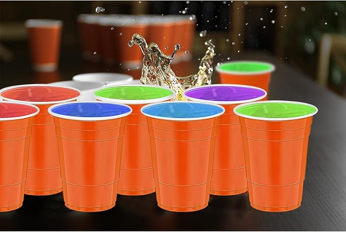 120 pcs Orange plastic cups Halloween plastic Disposable cups 12 oz
