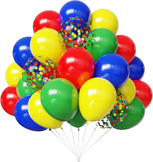 YMSZ Red Blue Green Yellow Balloons, 67pcs 12 Inch Colorful Latex