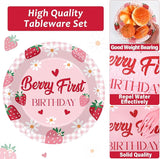 96 Pcs Strawberry 1st Birthday Party Plates Strawberry 1th Theme