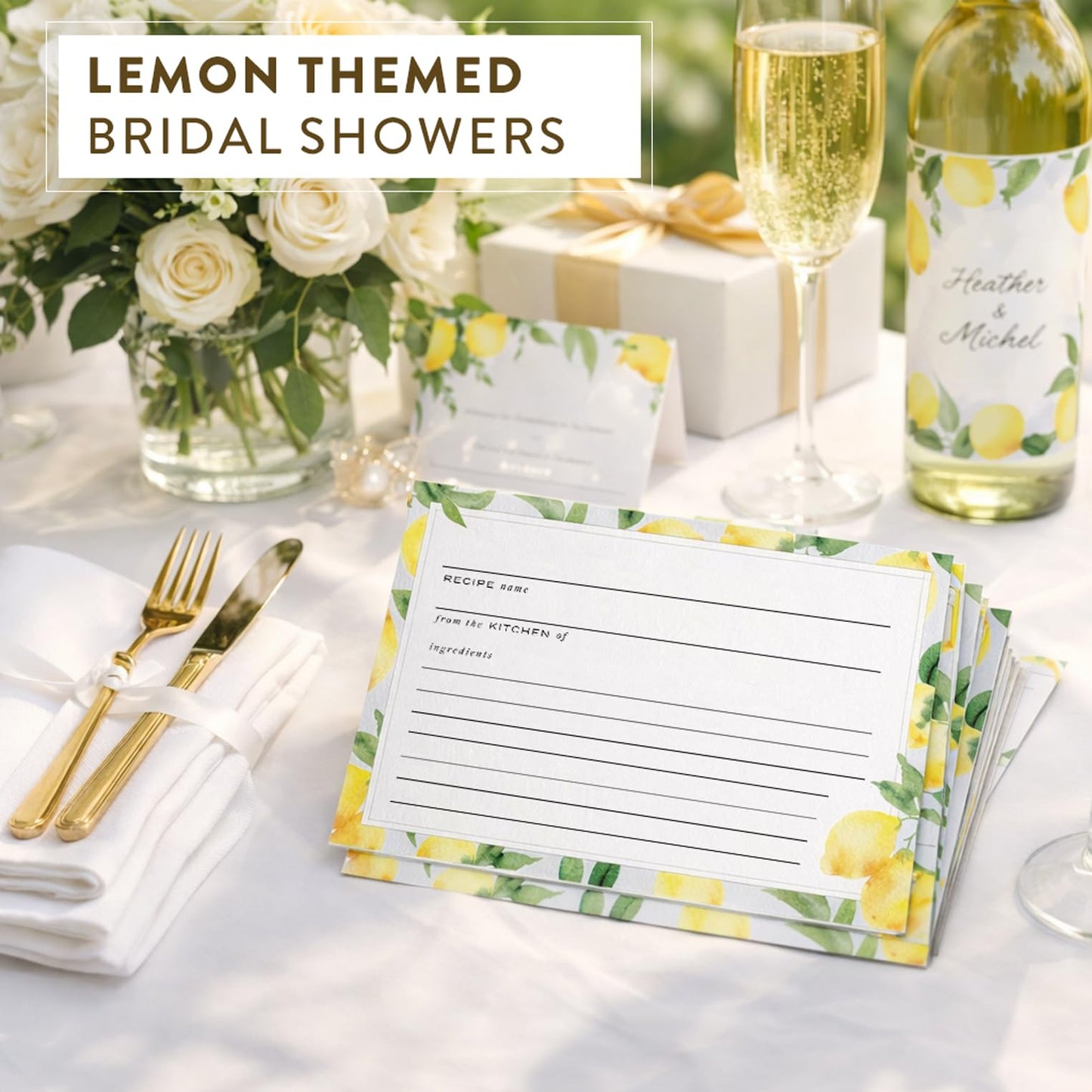 Dashleigh Lemon Recipe Cards 4x6 Double Sided, 50 Bright Citrus