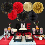 Red Black Gold Party Decorations Streamers Lanterns 14pcs Casino