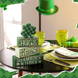 4 Pcs St Patrick's Day Table Wooden Signs Hug Shamrocks Table