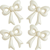 4 Pcs Cream Bow Balloons, 31”Huge Beige Bow Aluminum Foil Balloons