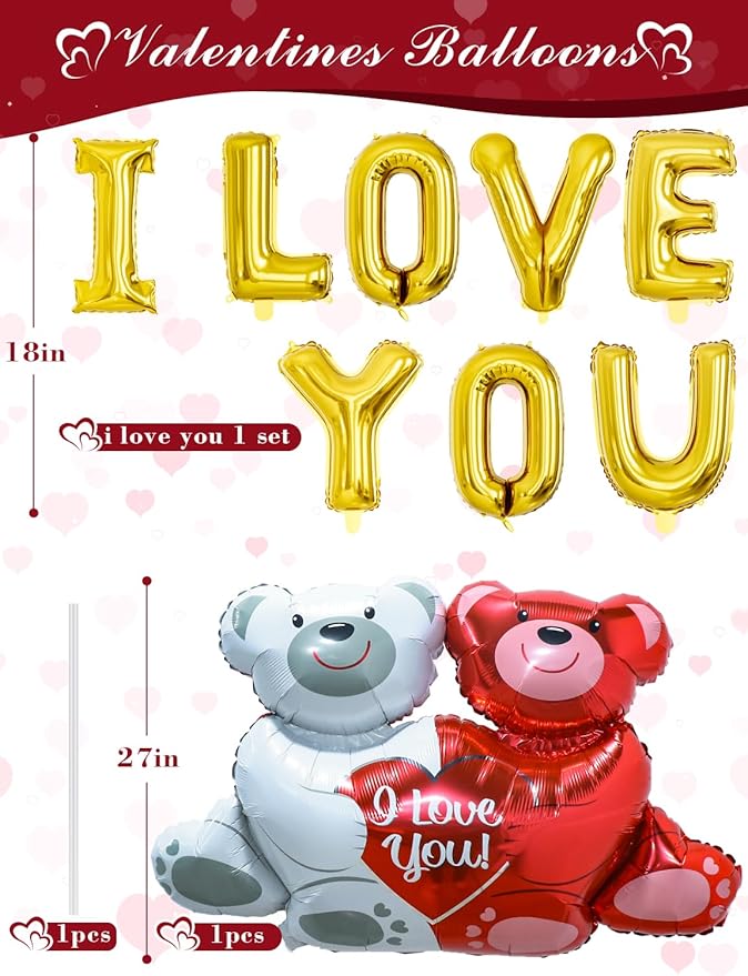 Valentines Day Balloons Decorations Romantic I Love You Balloon and