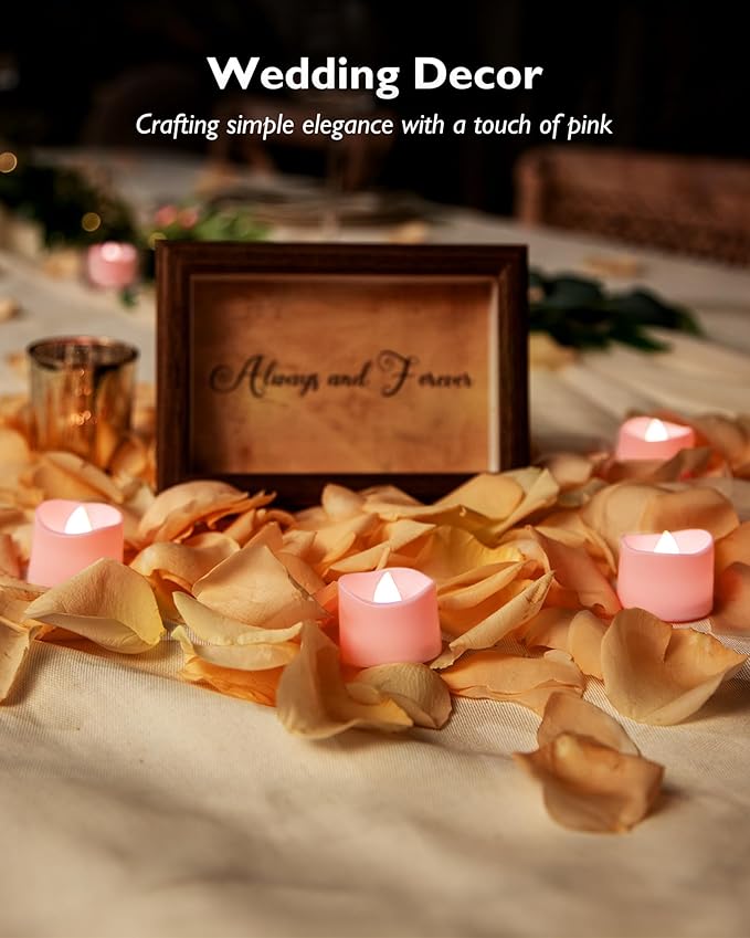 Homemory Pink Tea Lights Candles Battery Operated, 200+Hour Flameless