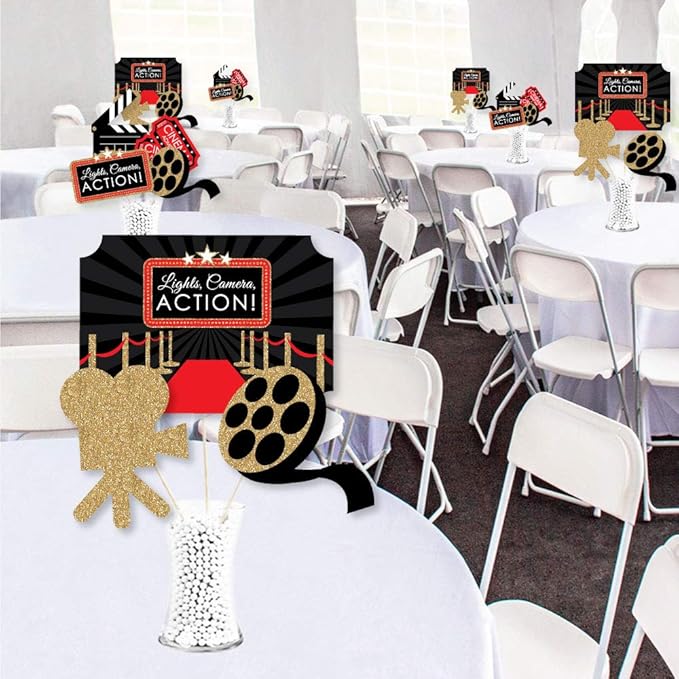Big Dot of Happiness Red Carpet Movie Night Premium Table