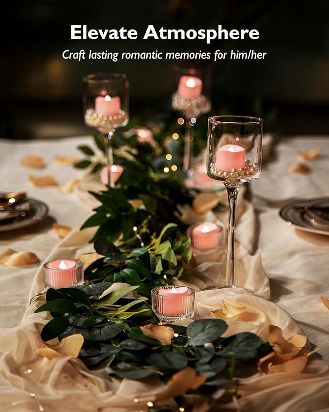 Homemory Pink Tea Lights Candles Battery Operated, 200+Hour Flameless
