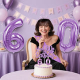 60th Birthday Decorations for Women Purple with 60th Birthday Sash