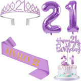21st Birthday Decorations for Her Purple with 21st Birthday Sash and