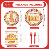 96Pcs Hot Dog Party Supplies 1st Birthday Plates and Napkins Fast