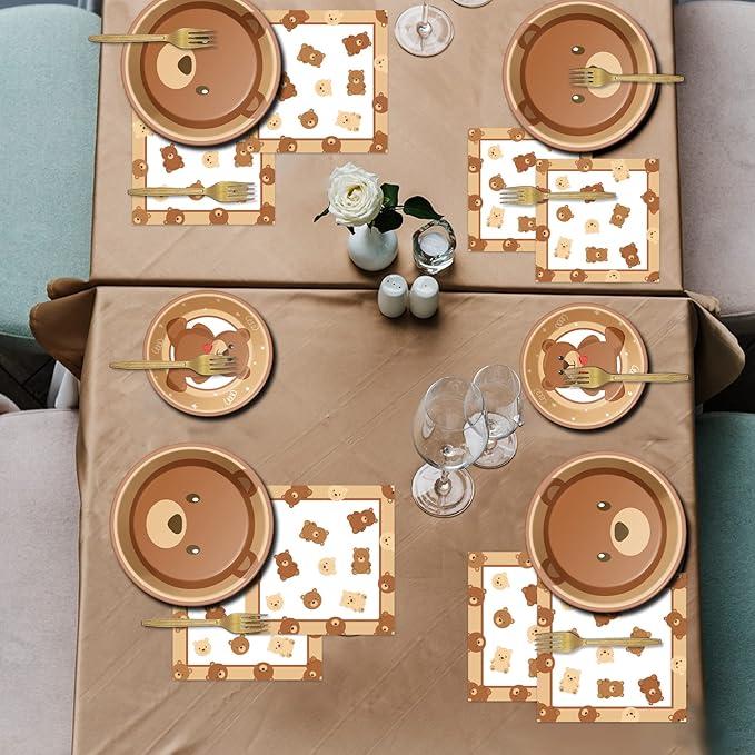 96 Pcs Bear Baby Shower Party Plates Decorations We Can Bearly Wait