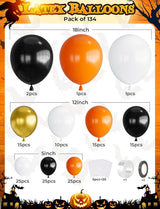 Halloween Balloon Garland Arch Kit 134 pcs Orange Black White Gold