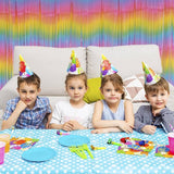 PIGETALE Pastel Rainbow Foil Fringe Curtains, 2Pcs 3.2x8.2ft Metallic