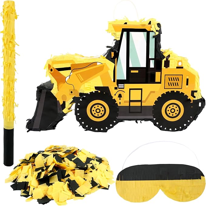 Construction Dump Truck Pinata with Pinata Bat Blindfold Confetti