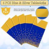 6Pcs Blue and Gold Tablecloth Party Decorations,Plastic Royal Blue