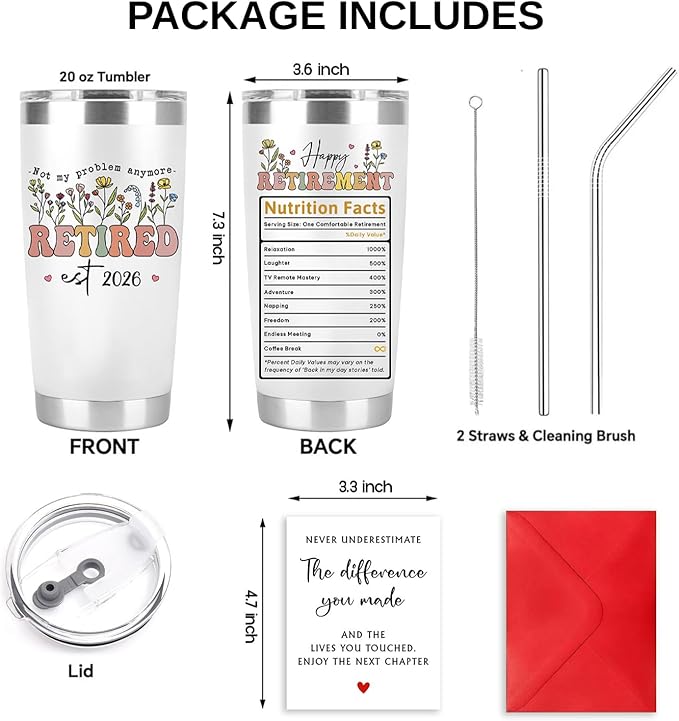 Retired Gifts for Women Retired 2026 Not My Problem Anymore Tumbler