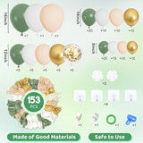Amandir 153pcs Sage Green Balloon Garland Arch Kit, Different Sizes