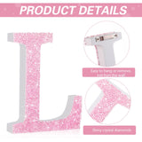 Qunclay Pink Crystal Diamond Letter Wall Decor, Glitter Wooden Bling